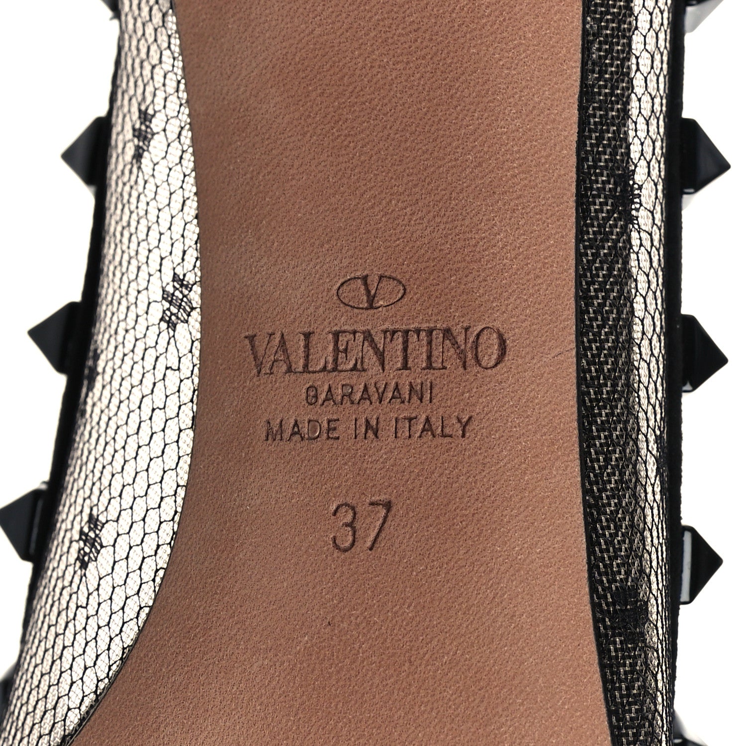 Valentino Garavani Mesh Point d'Esprit Calfskin Rockstud 85mm Pumps 37 Black 6 of 10