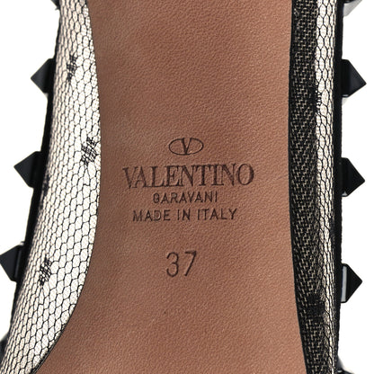 Valentino Garavani Mesh Point d'Esprit Calfskin Rockstud 85mm Pumps 37 Black 6 of 10