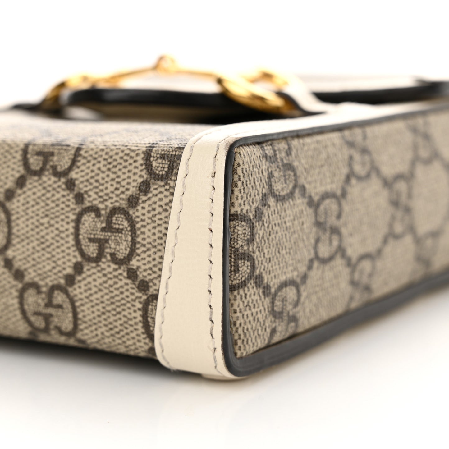 GG Supreme Monogram Azalea Calfskin Mini Horsebit 1955 Crossbody Bag Beige Ebony Mystic White