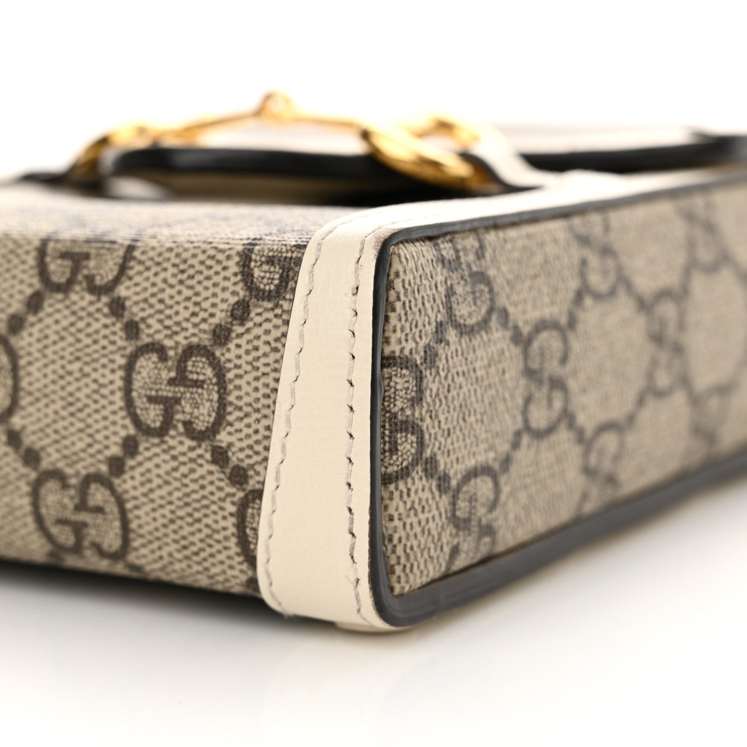 Gucci GG Supreme Monogram Azalea Calfskin Mini Horsebit 1955 Crossbody Bag Beige Ebony Mystic White 10 of 15