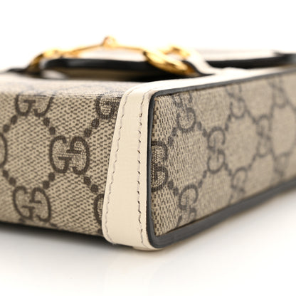 Gucci GG Supreme Monogram Azalea Calfskin Mini Horsebit 1955 Crossbody Bag Beige Ebony Mystic White 10 of 15