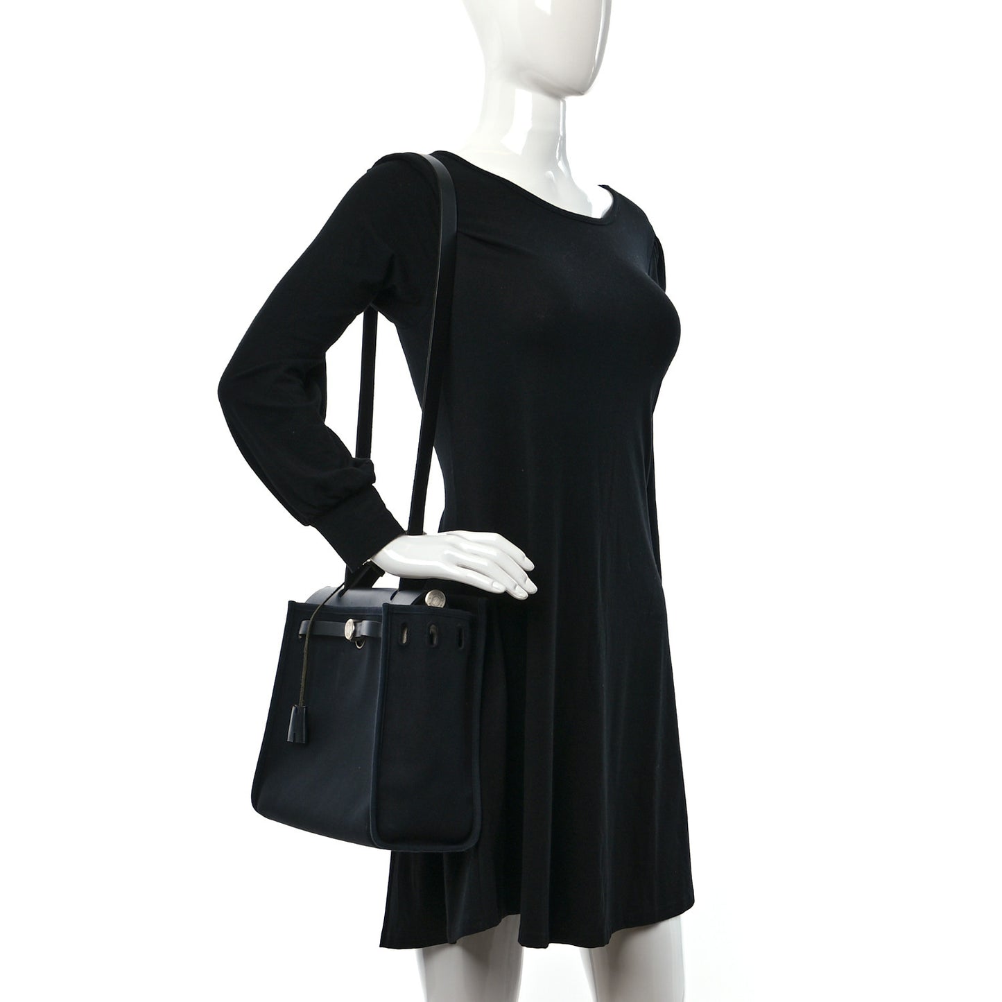Toile Vache Calfskin Herbag 30 PM Ficelle Black