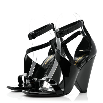 Saint Laurent Patent Niki Crossed 105 Sandal 37.5 Black 3 of 10