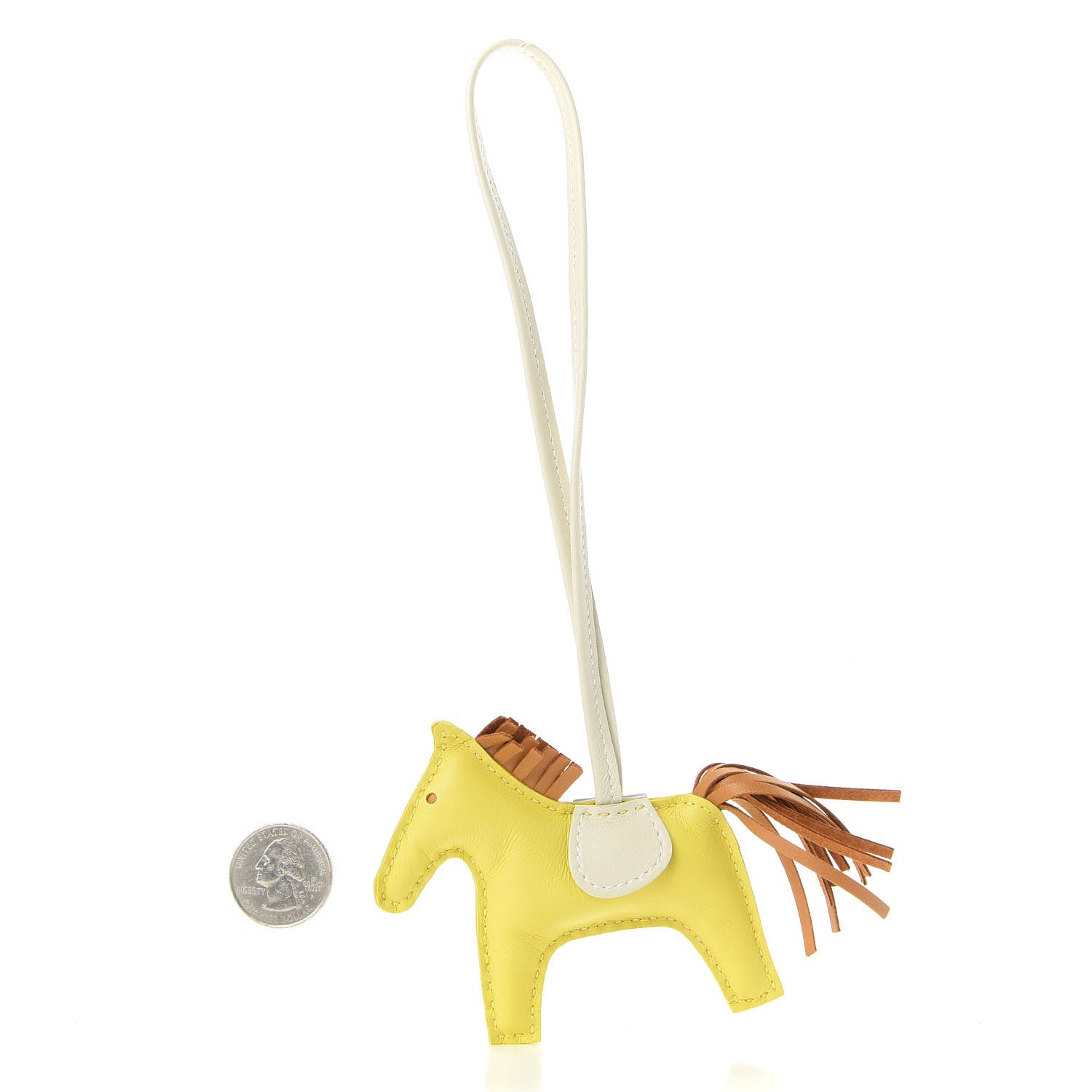 Hermes Milo Lambskin Grigri Rodeo Horse Bag Charm PM Lime Sesame Craie 2 of 4