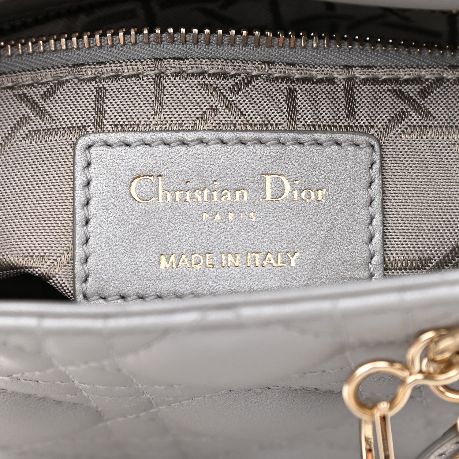 Christian Dior Metallic Lambskin Cannage Mini Lady Dior Grey 6 of 10