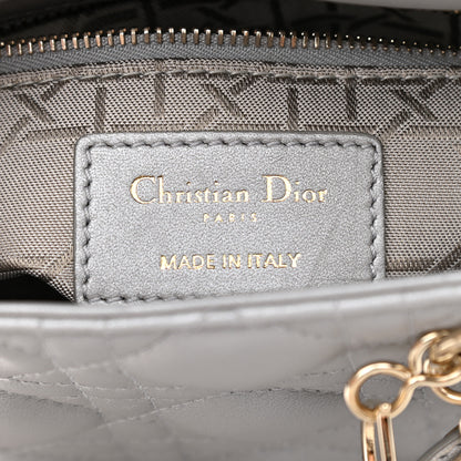 Christian Dior Metallic Lambskin Cannage Mini Lady Dior Grey 6 of 10