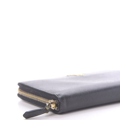 Prada Saffiano Metal Zip Around Wallet Black 6 of 10