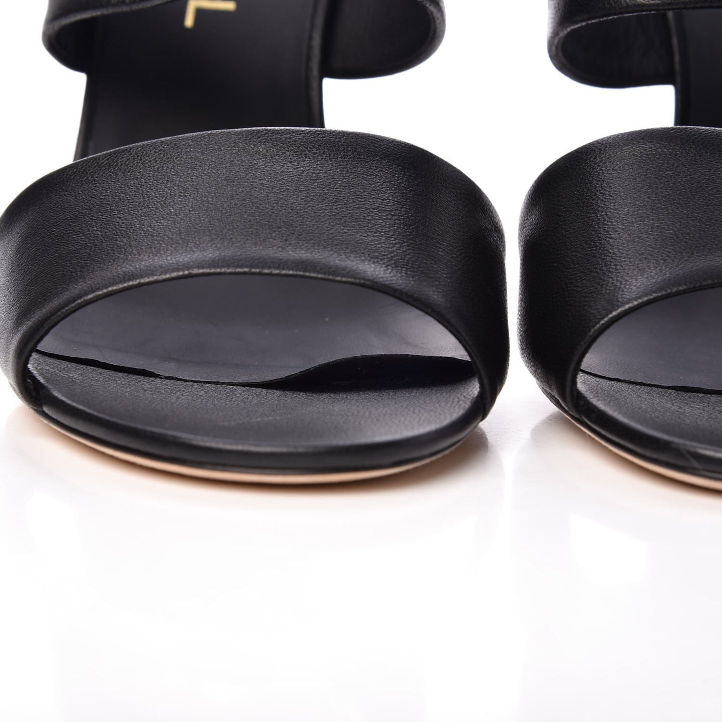 Lambskin Open Toe Pearl Sandal Heels 39.5 Black