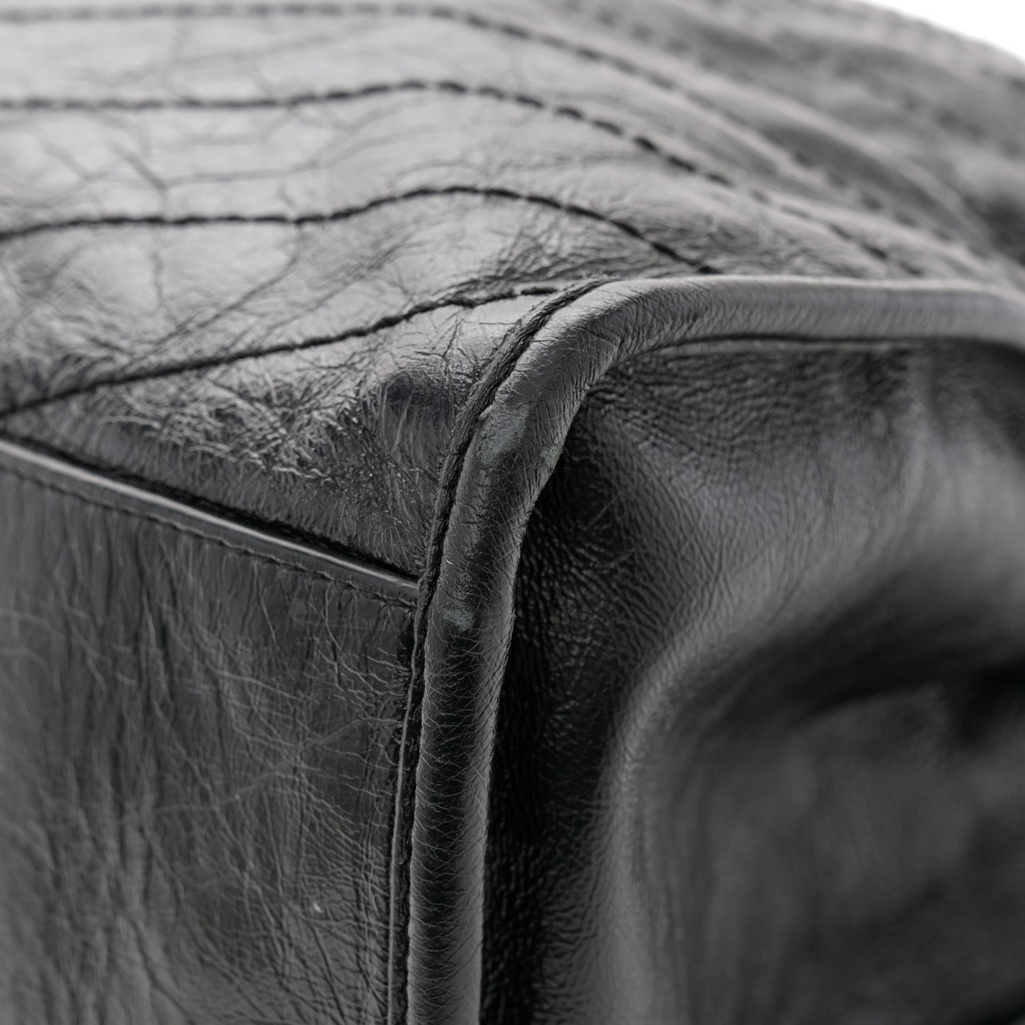 Crinkled Calfskin Matelasse Monogram Large Niki Shopper Tote Black