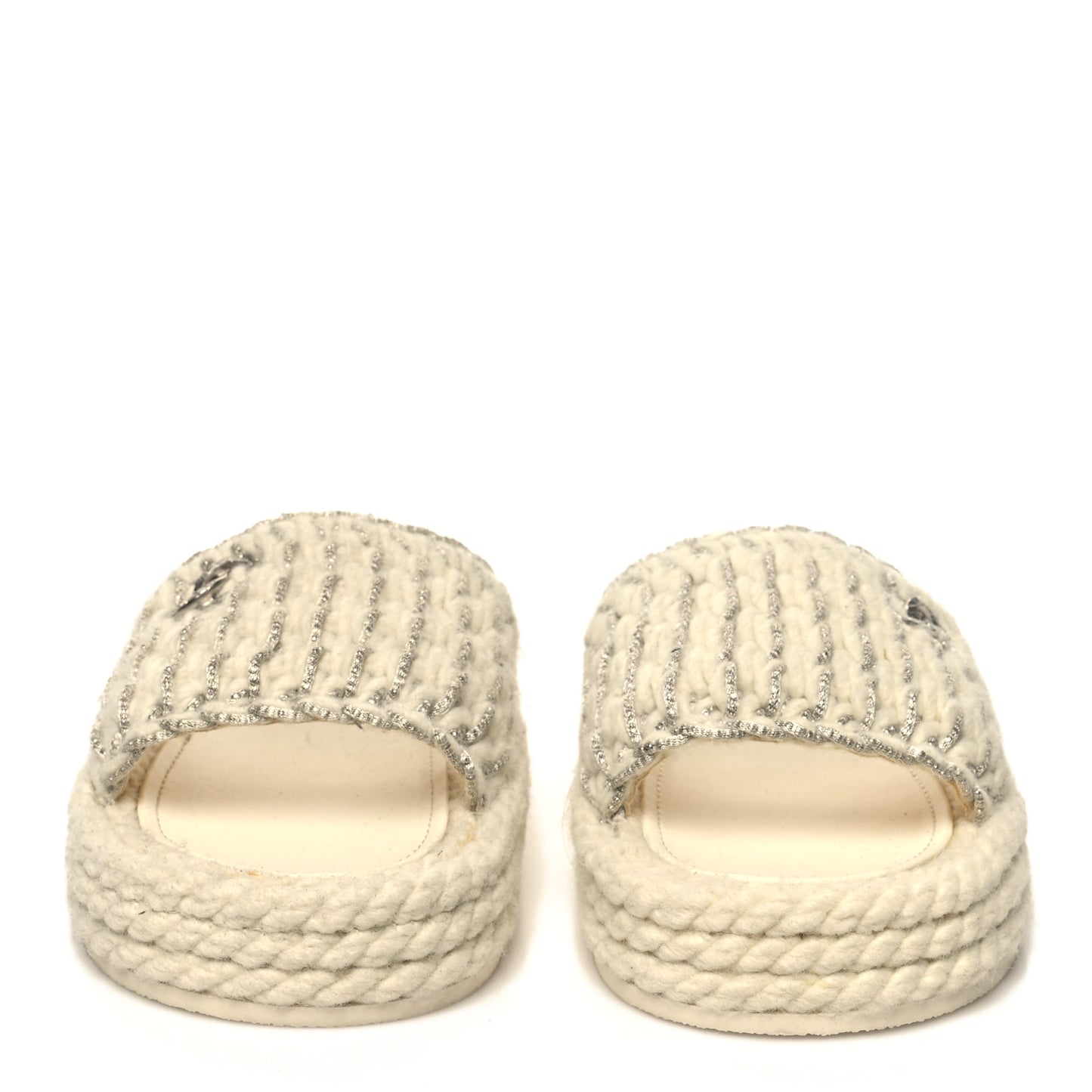 Braided Knit CC Mules 39 Ecru