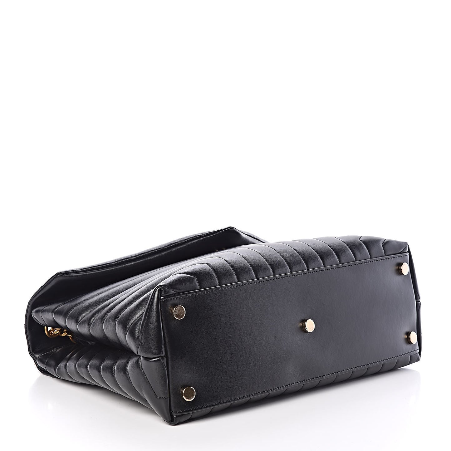 Calfskin Y Quilted Monogram Large Loulou Chain Satchel Black