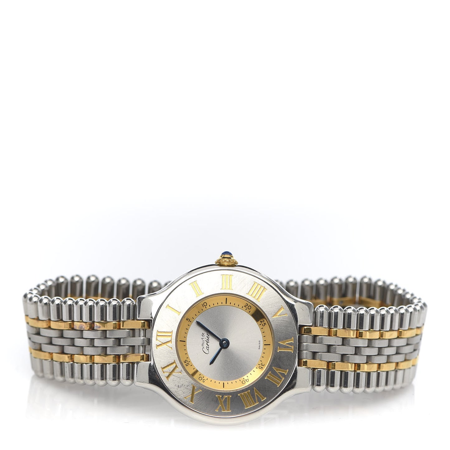 Stainless Steel 18K Yellow Gold 31mm Must De 21 Bullet Link Quartz Watch