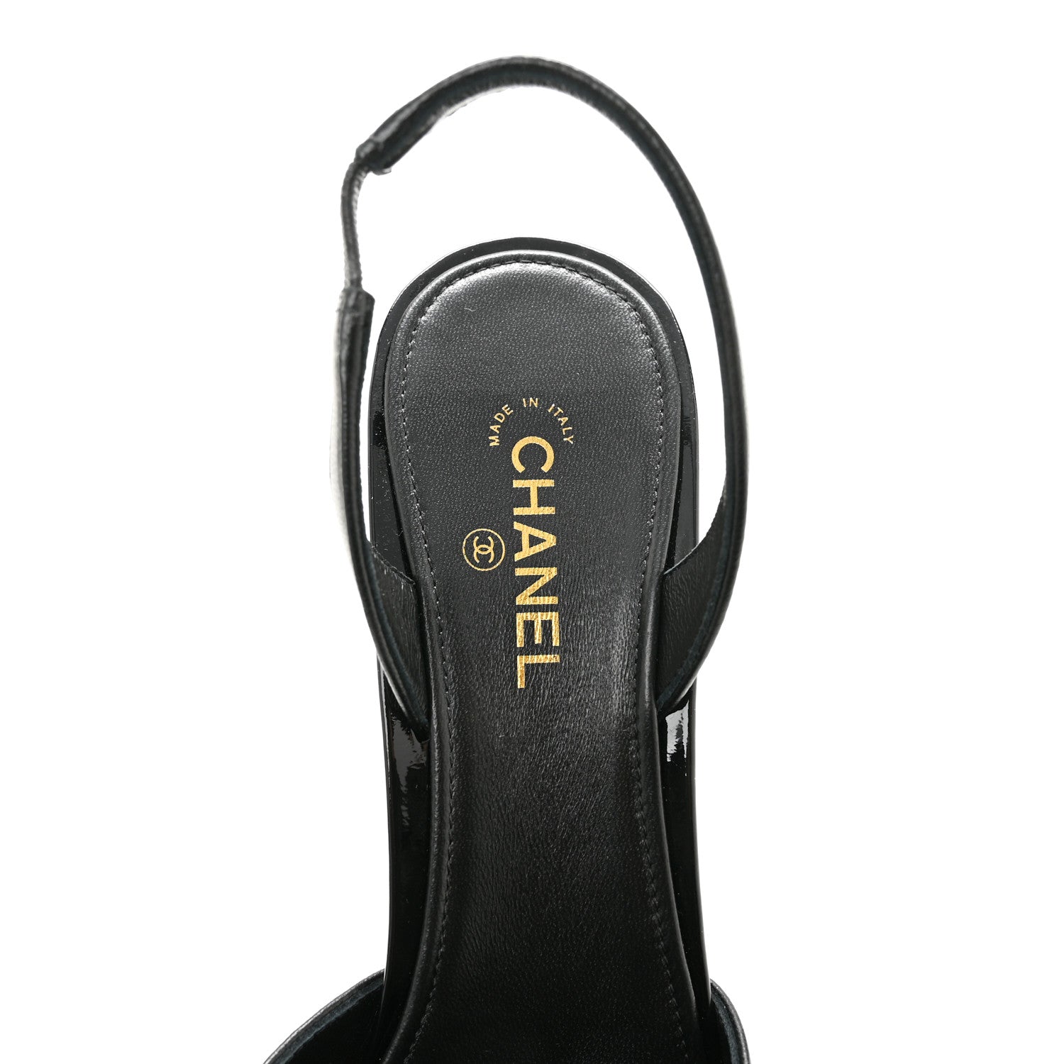 Chanel Lambskin Patent Calfskin Cap Toe CC Apple Slingback Pumps 38.5 Black 7 of 10