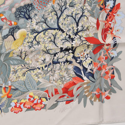 Hermes Silk Au Coeur de la Vie Scarf 90 Mastic Gris Bleuete Rouge 4 of 7