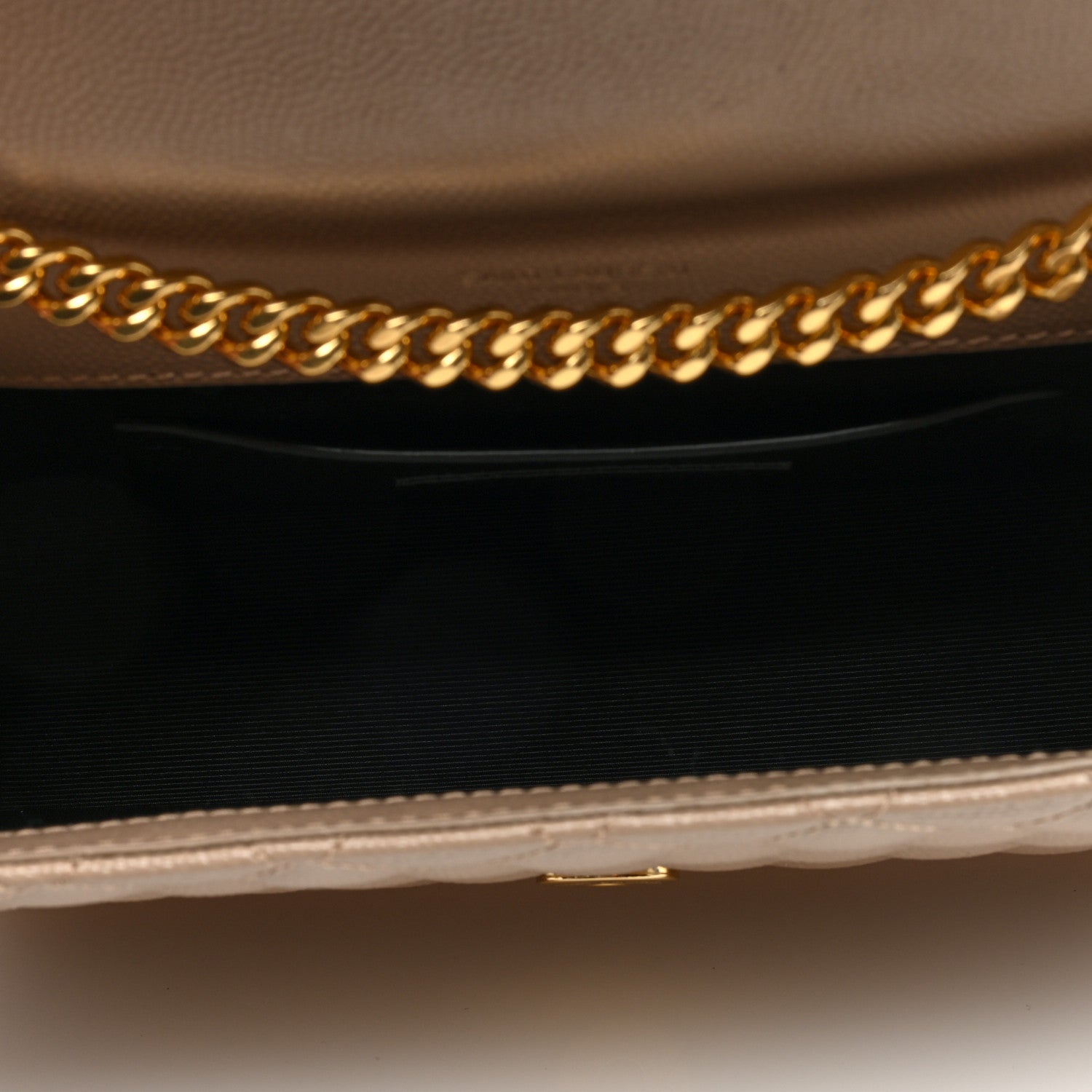 Saint Laurent Grain De Poudre Textured Mixed Matelasse Triquilt Small Monogram Satchel Dark Beige 5 of 9