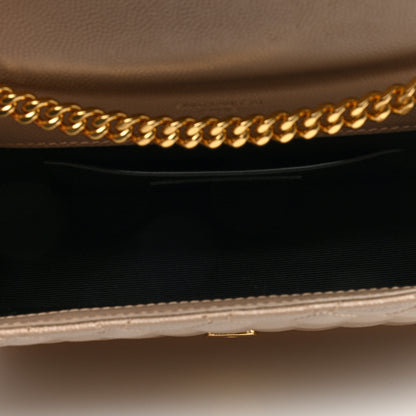 Saint Laurent Grain De Poudre Textured Mixed Matelasse Triquilt Small Monogram Satchel Dark Beige 5 of 9