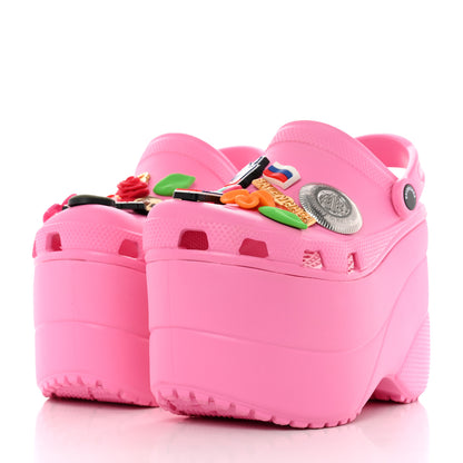Balenciaga X CROCS Rubber Textured Womens Platform Sandals 35 Rose Bonbon 3 of 9