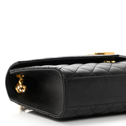 Saint Laurent Grain De Poudre Textured Mixed Matelasse Triquilt Medium Monogram Satchel Black 10 of 11