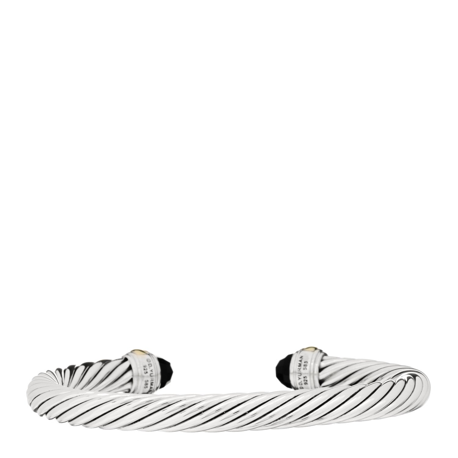 David Yurman Sterling Silver 14K Yellow Gold Black Onyx 7mm Cable Classics Bracelet 3 of 4