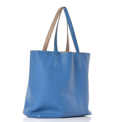 Hermes Taurillon Clemence Double Sens 36 Reversible Tote Mykonos Gris Tourterelle 5 of 21