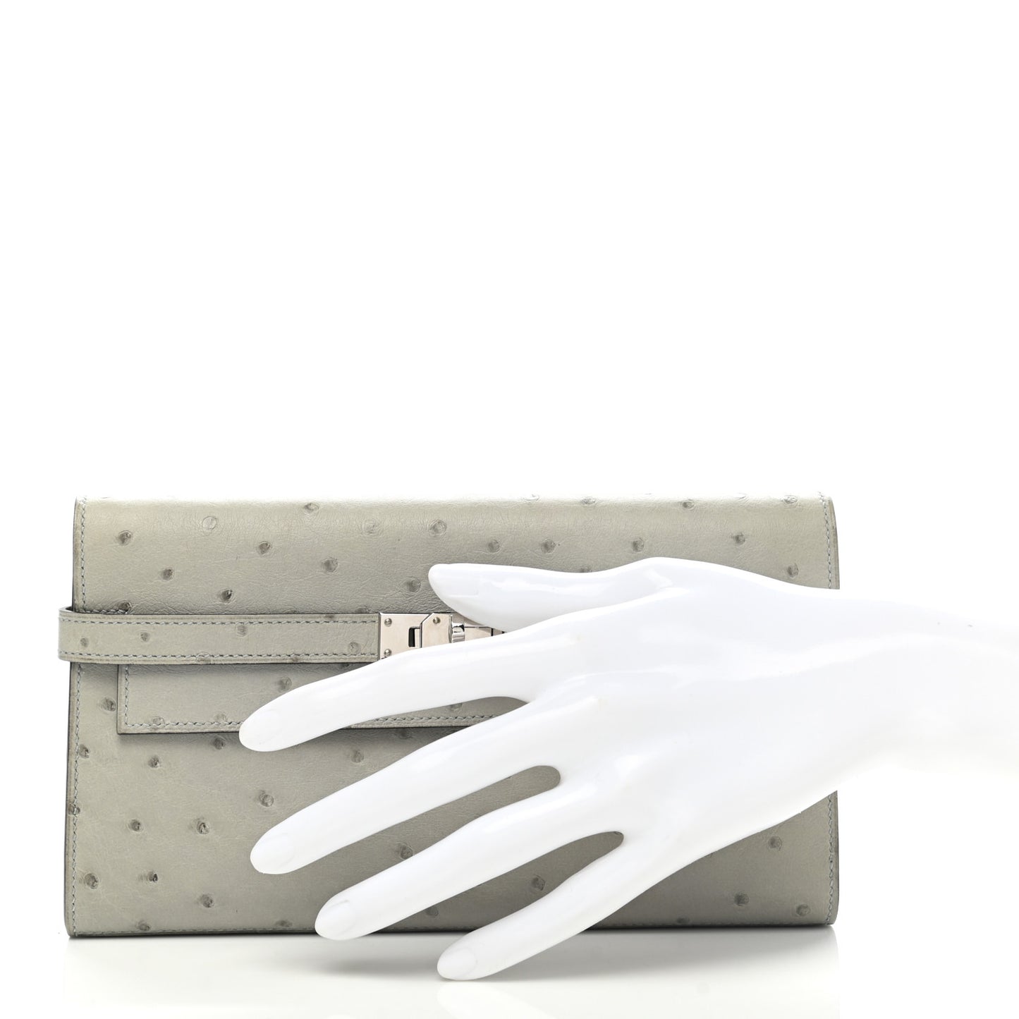Ostrich Kelly Longue Wallet Bleu Glacier