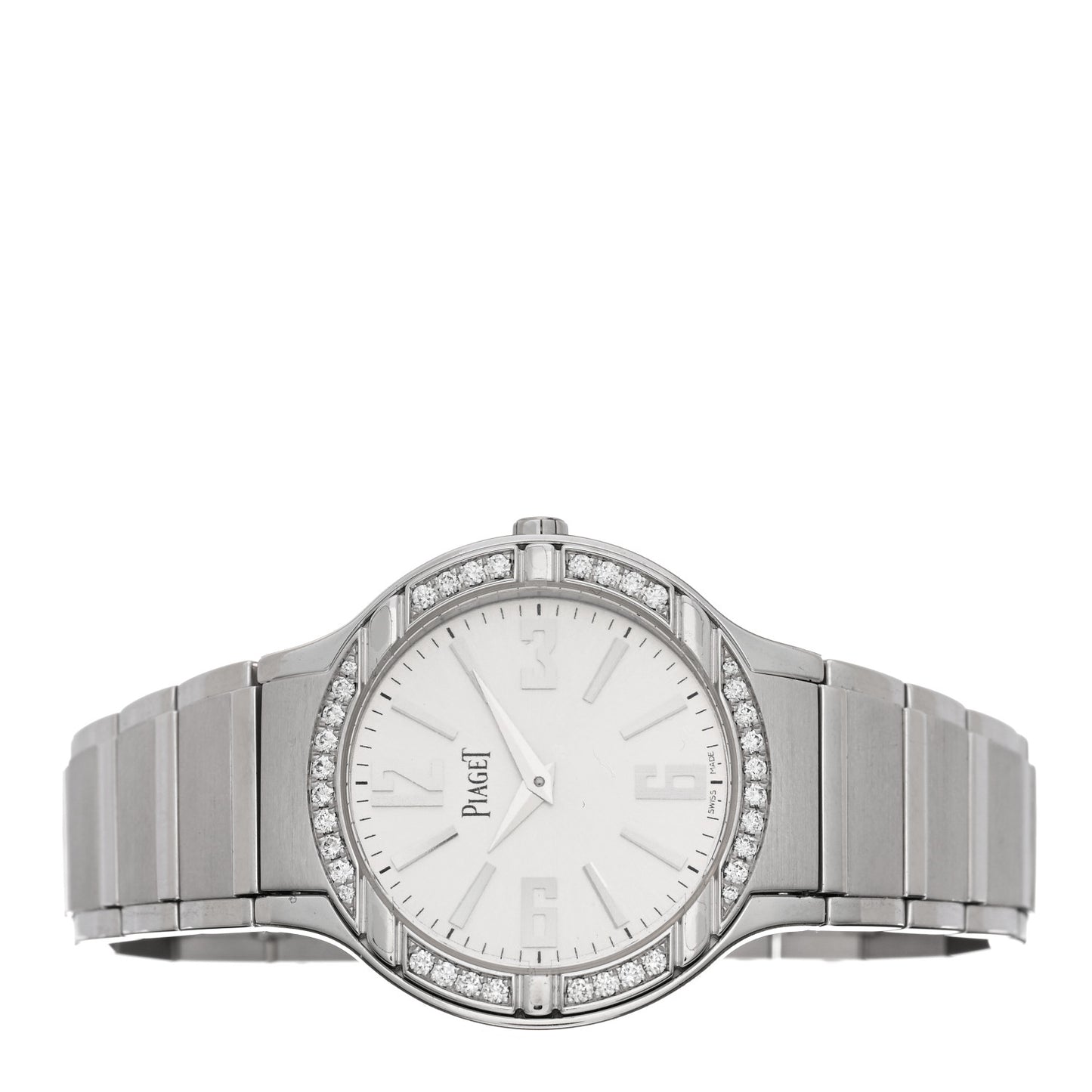 18K White Gold Diamond Bezel 32mm Polo Quartz Watch