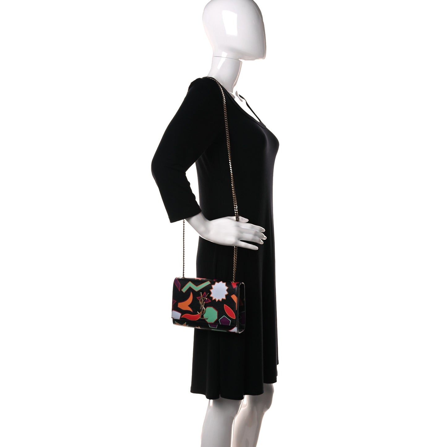 Grain De Poudre Small Monogram Shapes Print Kate Satchel Black