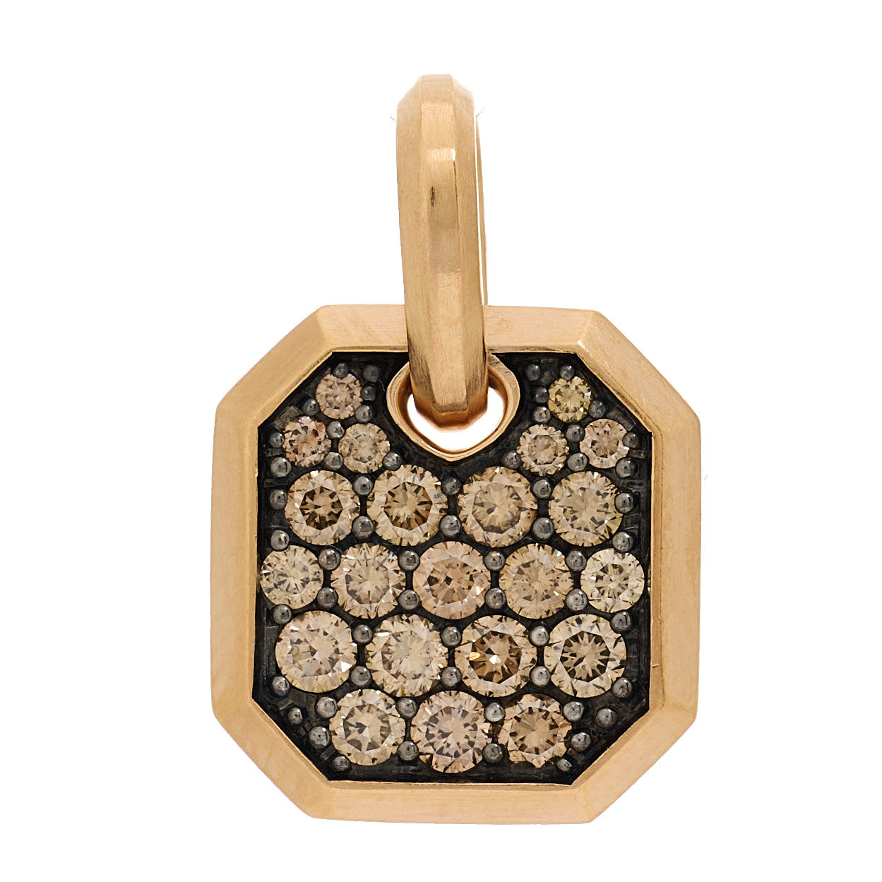 18K Rose Gold Cognac Diamond Roman Amulet Pendant