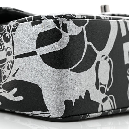 Chanel Lambskin Printed Mini Rectangular Flap Black Silver 9 of 11