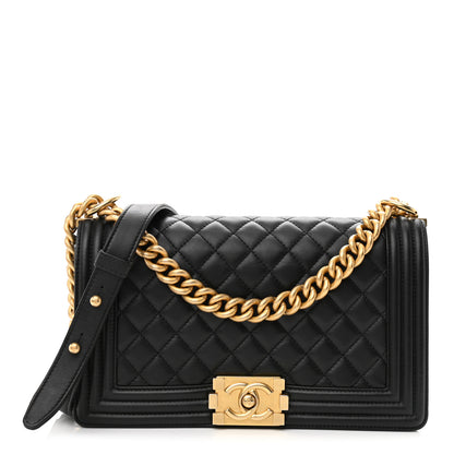 Chanel Lambskin Quilted Medium Boy Flap Black 1 of 10