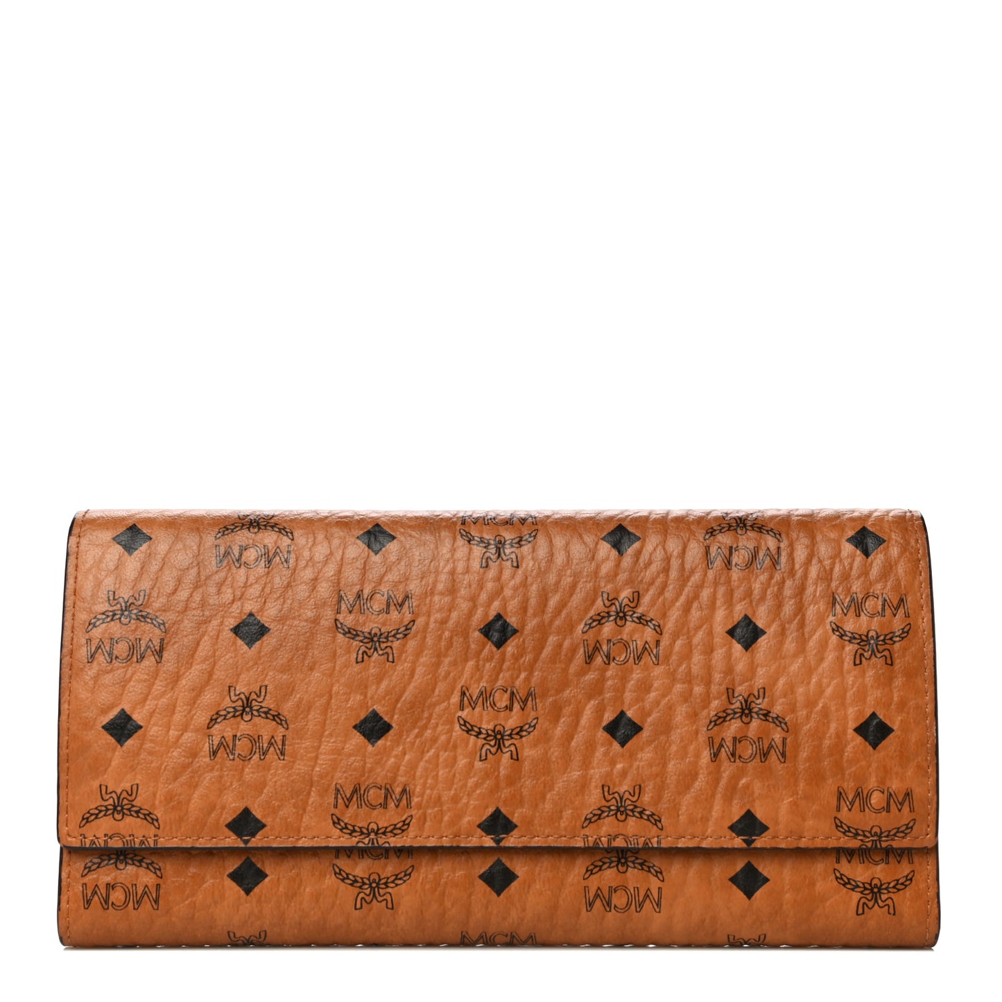 Visetos Large Trifold Flap Wallet Cognac