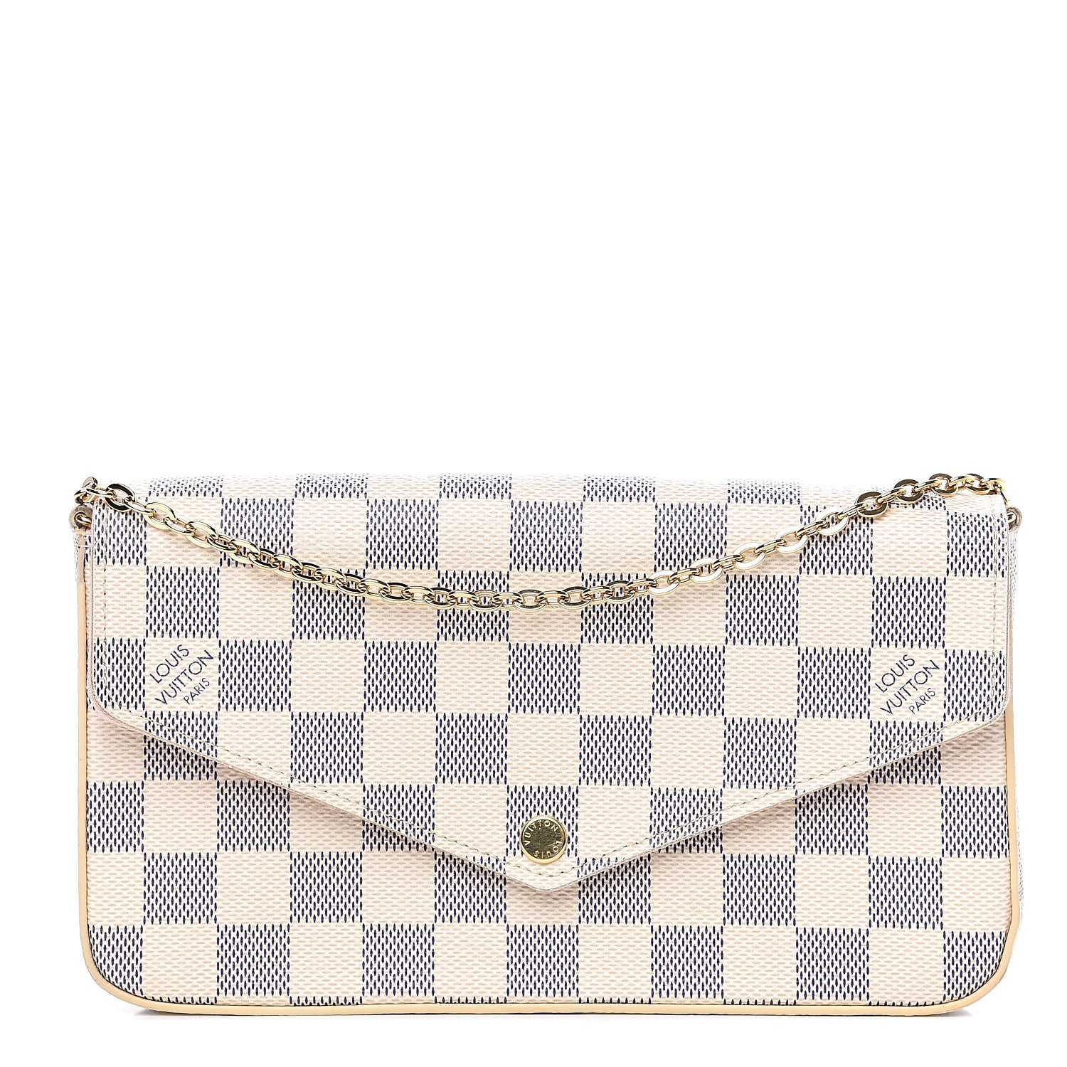 Louis Vuitton Damier Azur Pochette Felicie Chain Wallet Rose Ballerine 1 of 11