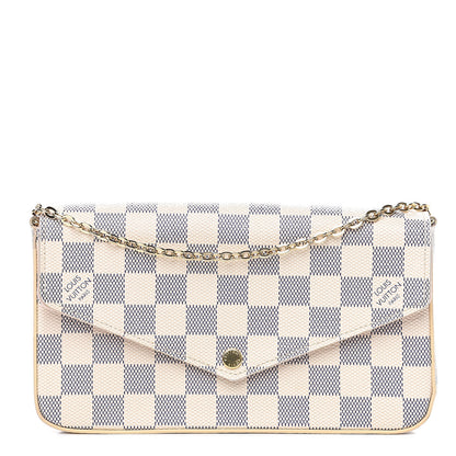 Louis Vuitton Damier Azur Pochette Felicie Chain Wallet Rose Ballerine 1 of 11