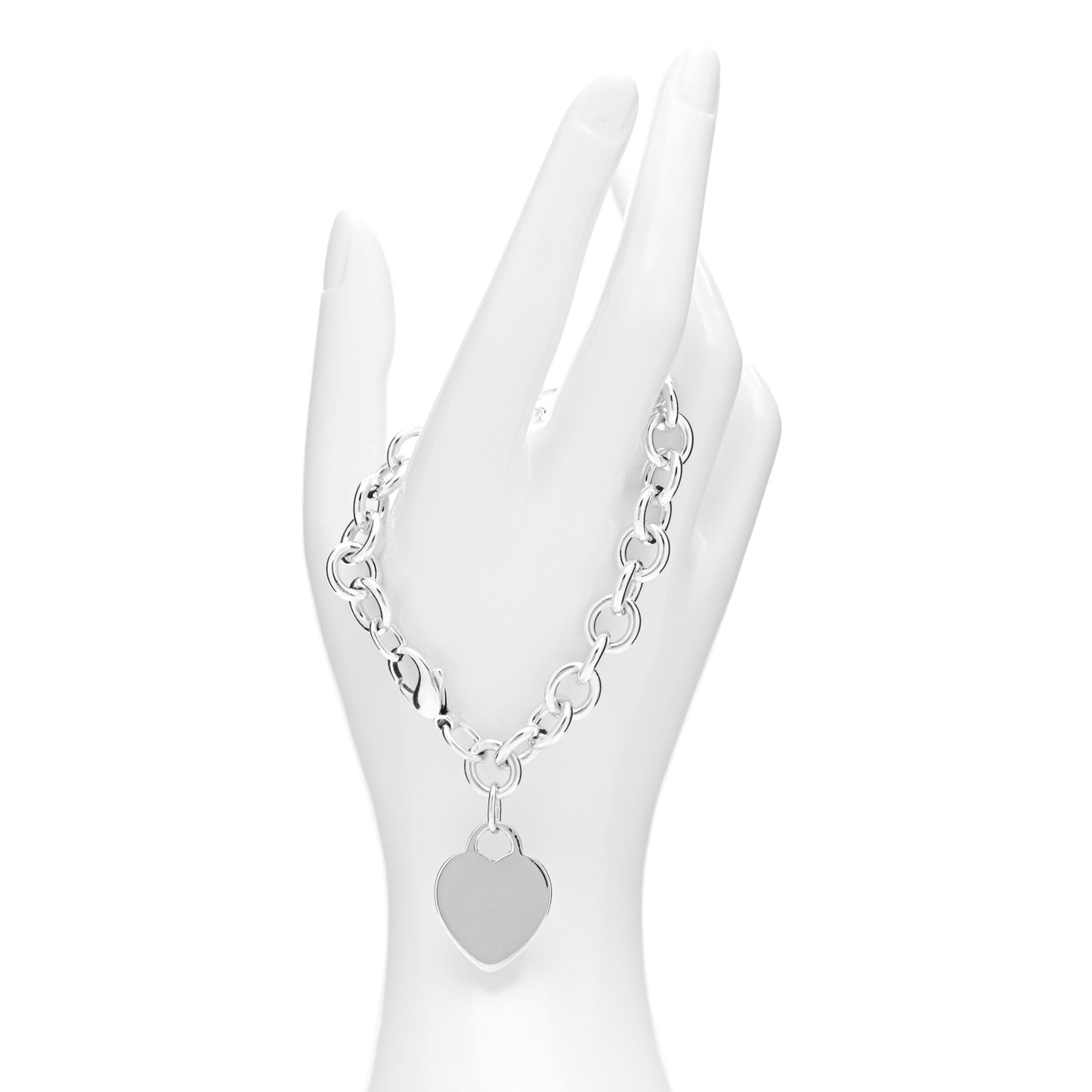 Sterling Silver Heart Tag Charm Bracelet