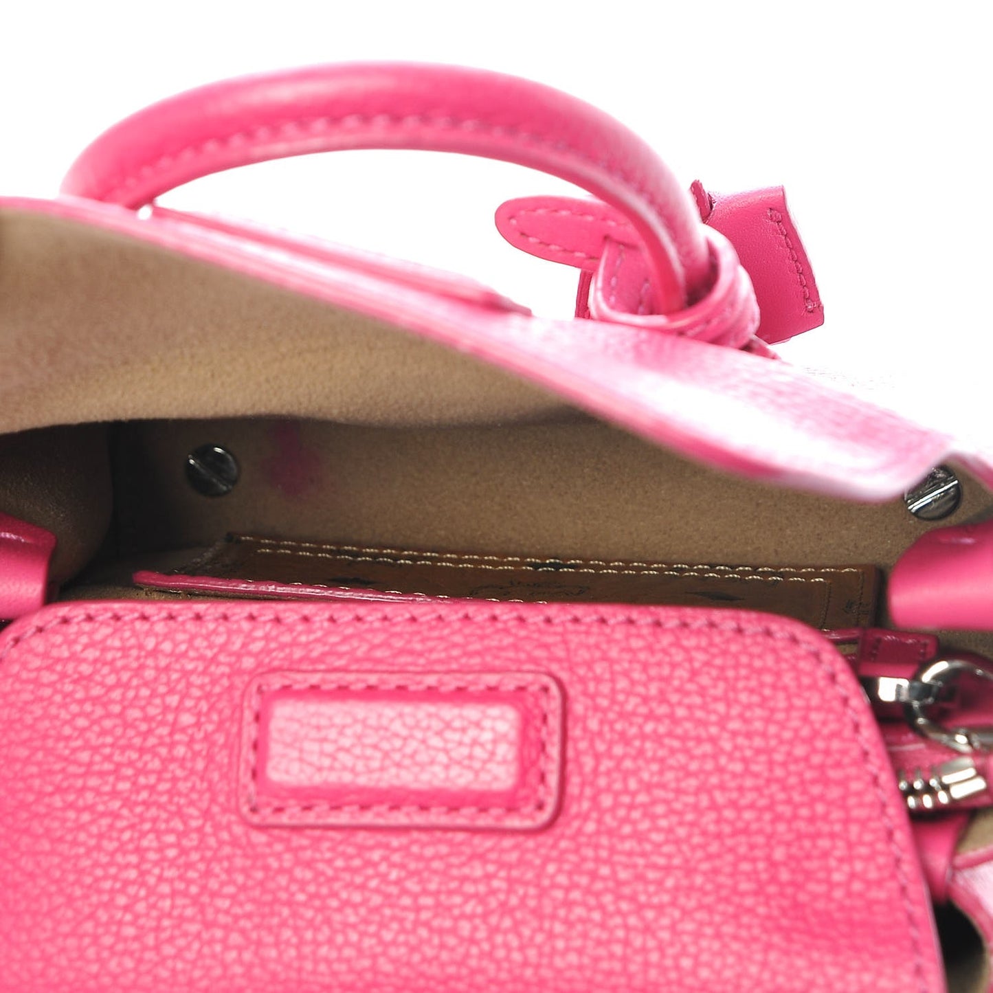 Grained Calfskin Micro Milla Tote Beetroot Pink