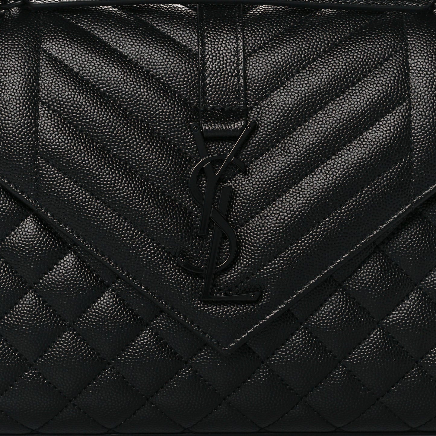 Grain De Poudre Textured Mixed Matelasse Triquilt Medium Monogram Satchel Black