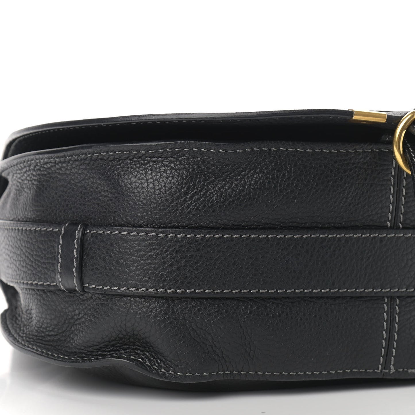 Calfskin Medium Marcie Round Crossbody Bag Black