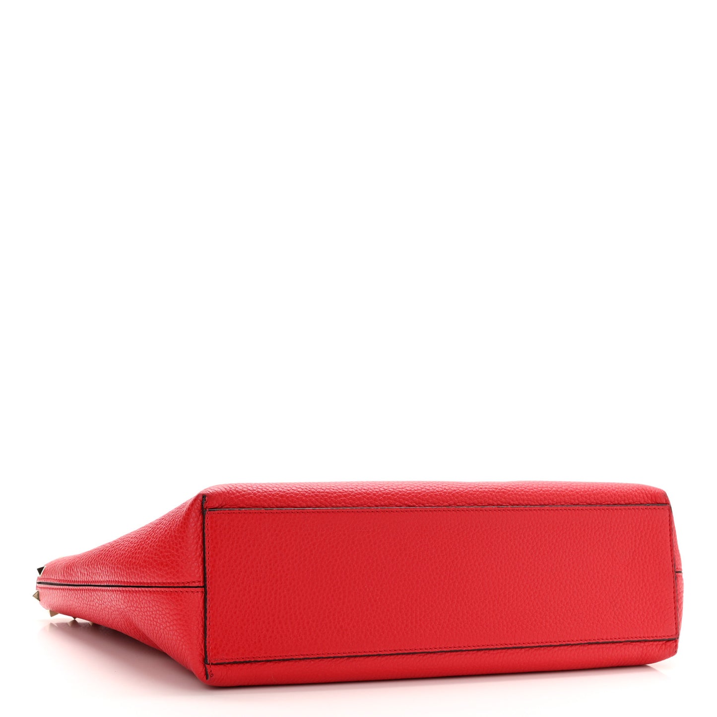 Grained Calfskin Rockstud Shoulder Tote Rouge Pur