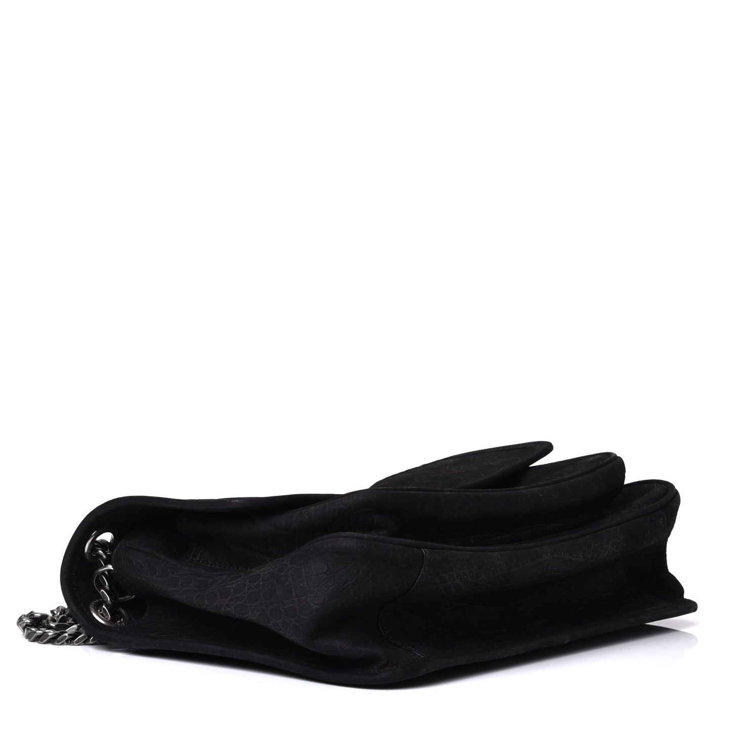 Nubuck Crocodile Embossed Monogram Medium Niki Chain Satchel Black