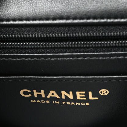 Chanel Lambskin Quilted Mini Top Handle Rectangular Flap Black 6 of 9