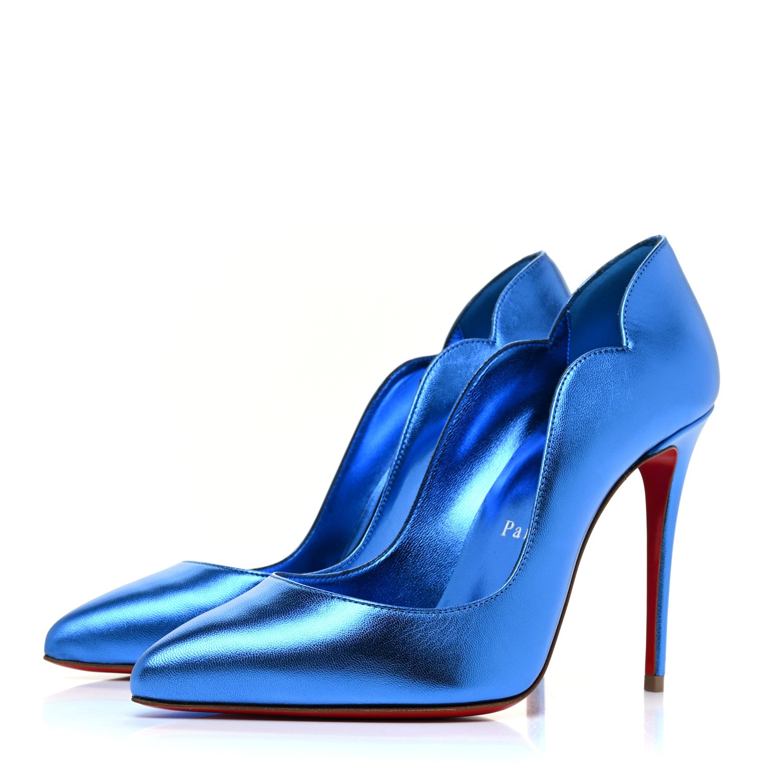 Christian Louboutin Metallic Patent Hot Chick 100 Pumps 35.5 Blue 3 of 9
