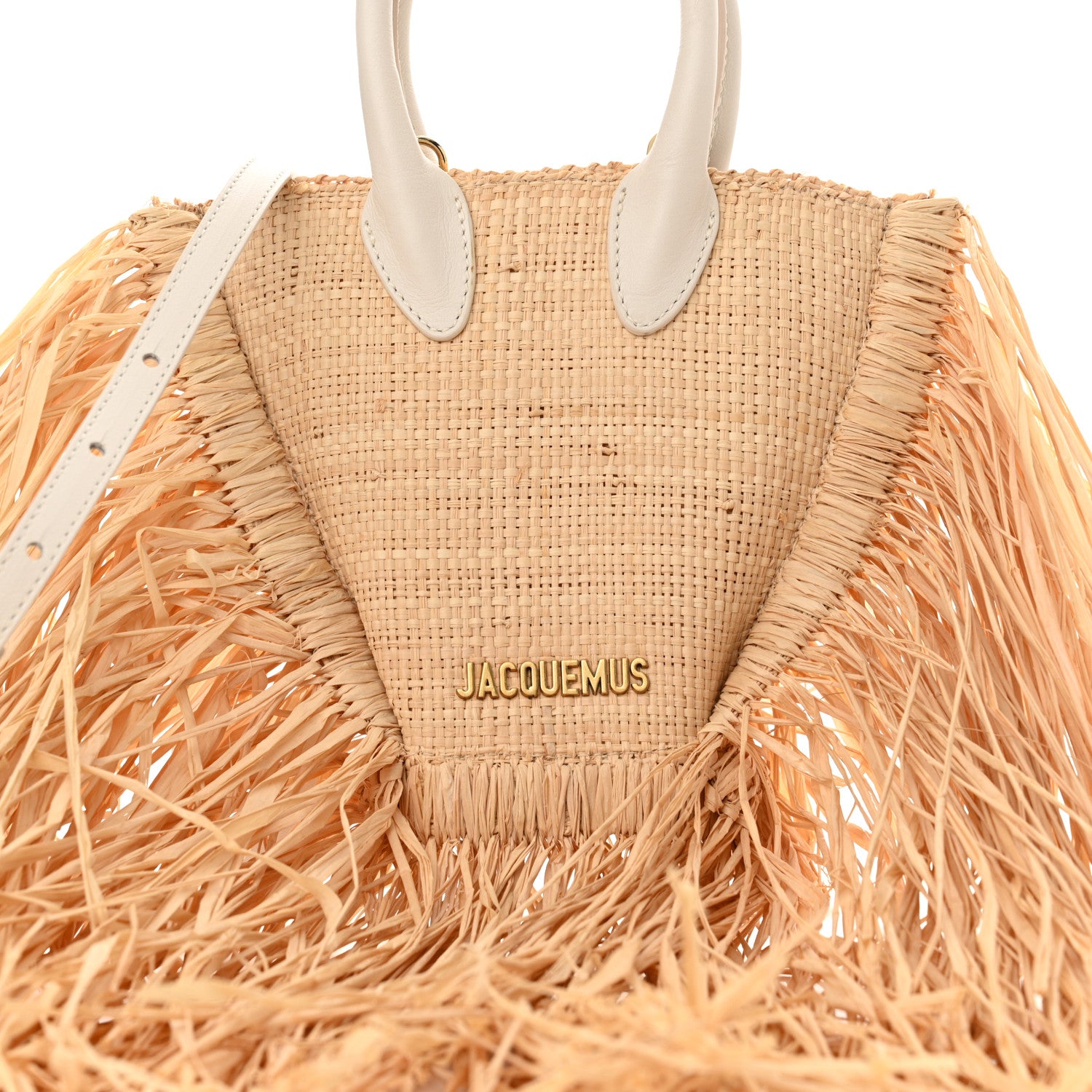 Jacquemus Raffia Woven Calfskin Le Petit Baci Natural White 7 of 11