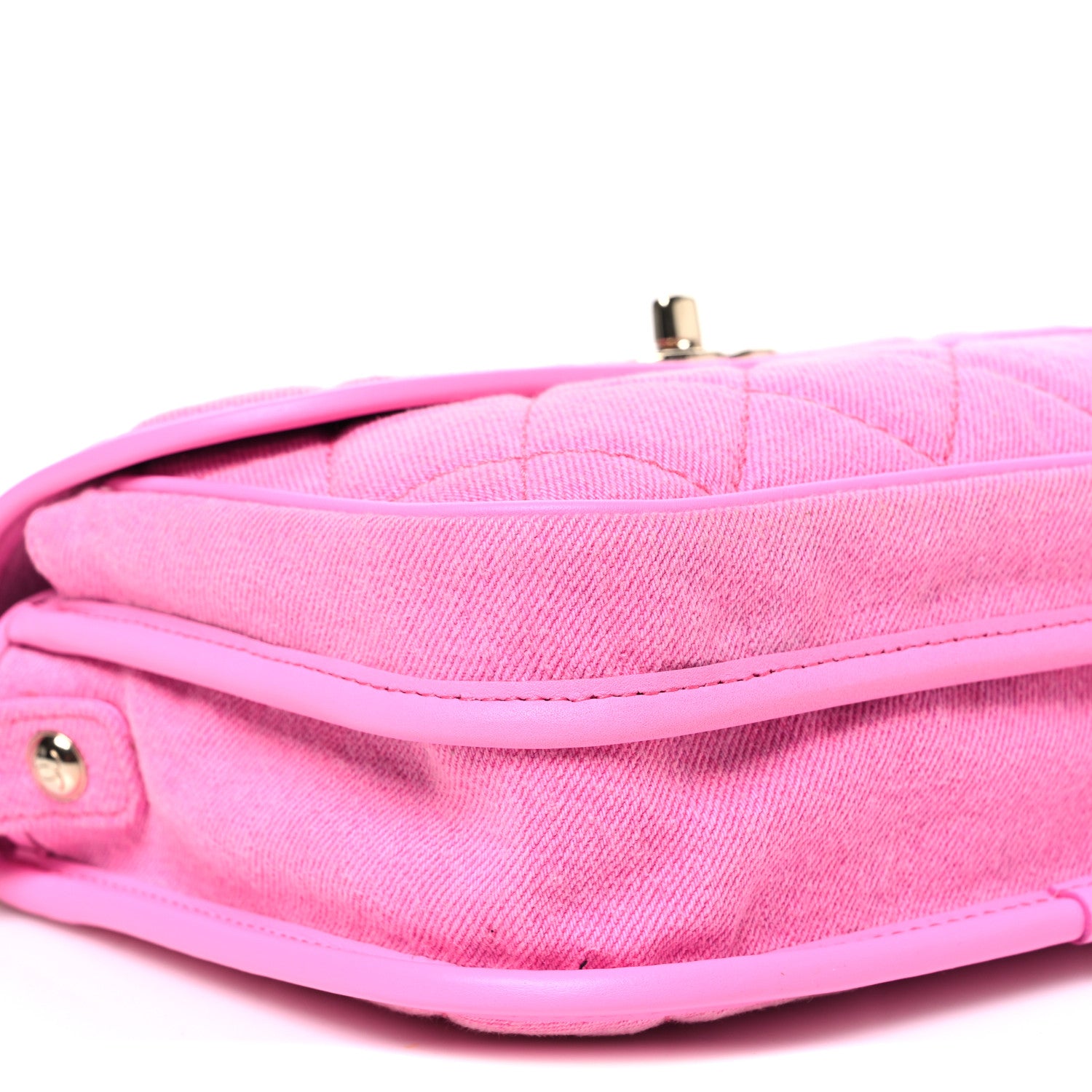 Chanel Denim Quilted Small Messenger Flap Neon Pink 9 of 10
