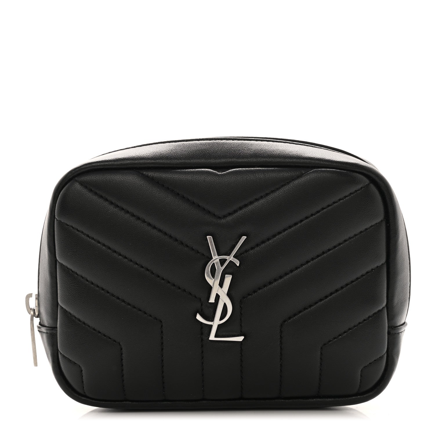 Saint Laurent Lambskin Y Quilted Monogram Loulou Cosmetic Case Black 1 of 10