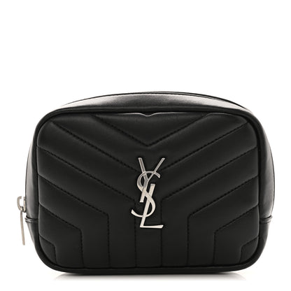 Saint Laurent Lambskin Y Quilted Monogram Loulou Cosmetic Case Black 1 of 10