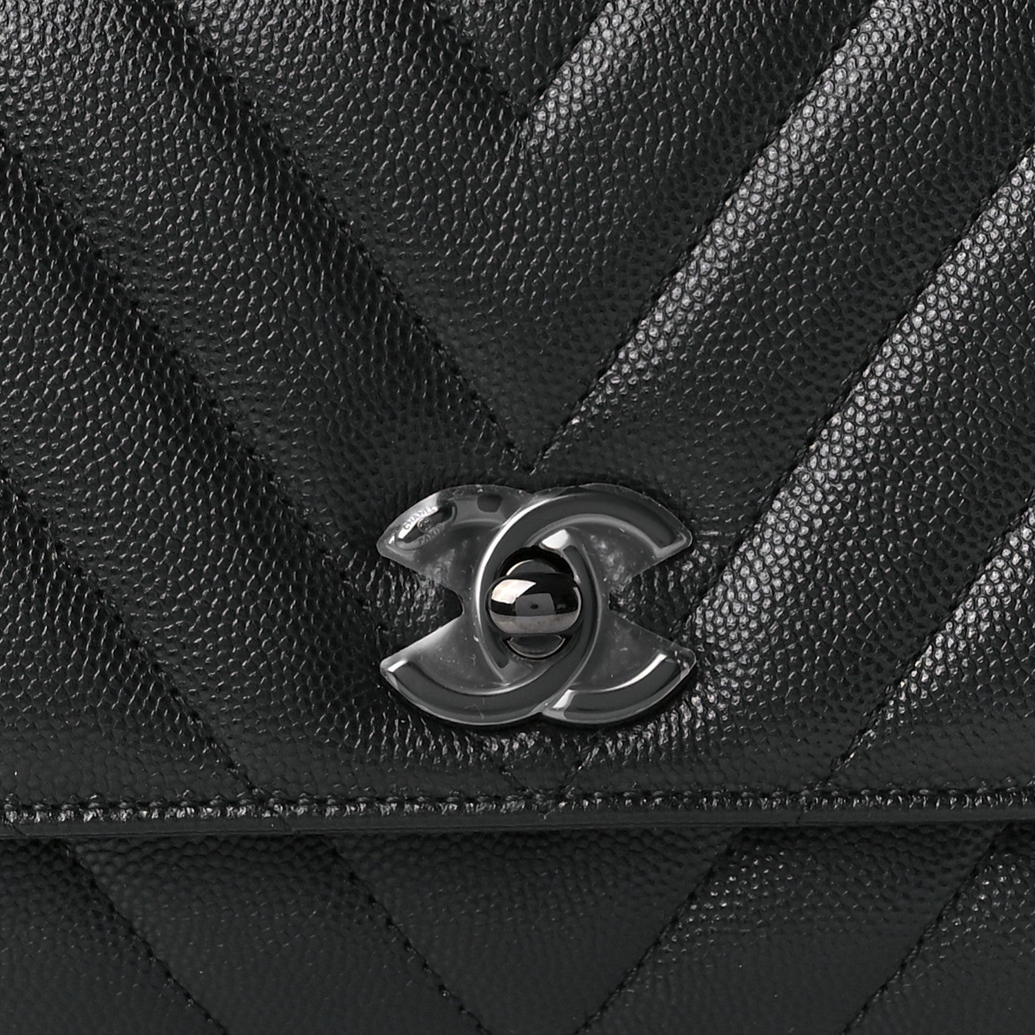 Chanel Caviar Chevron Quilted Extra Mini Coco Handle Flap So Black 7 of 9