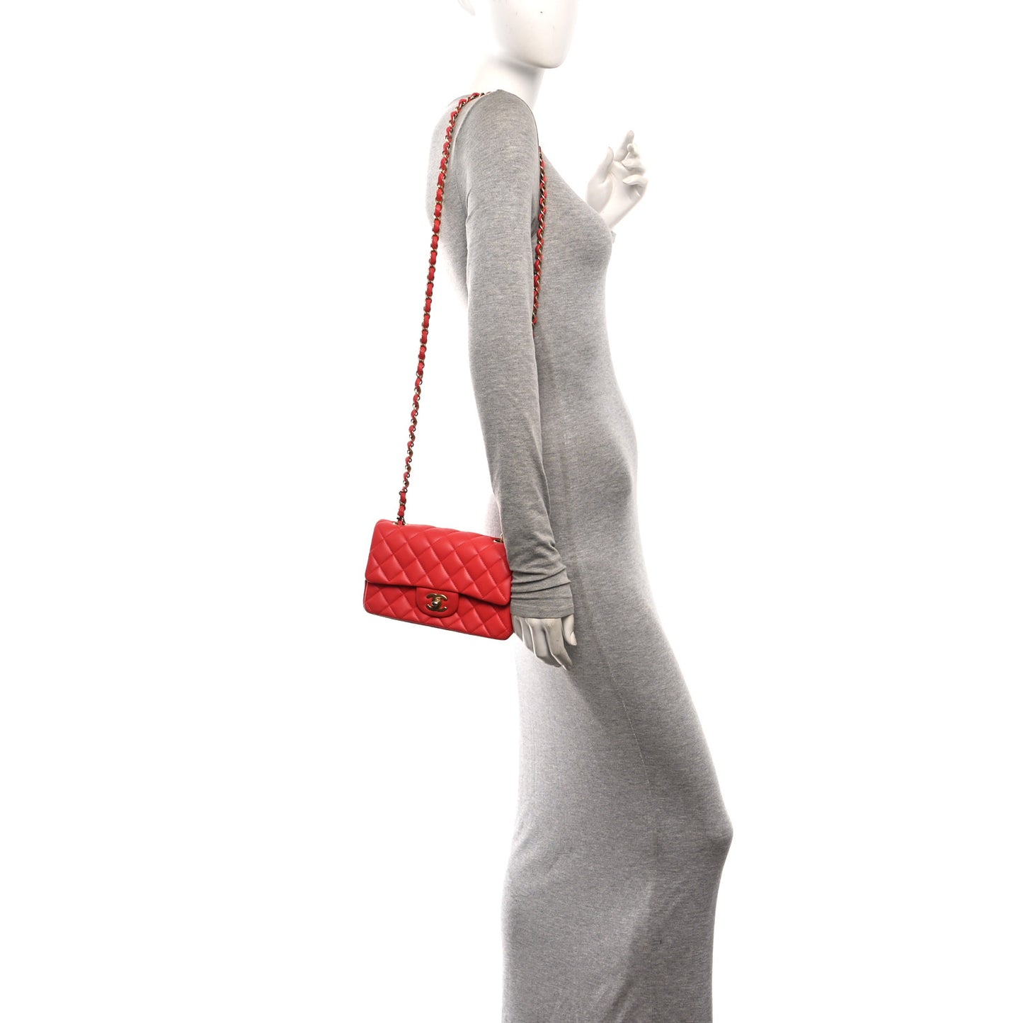 Lambskin Quilted Mini Rectangular Flap Red