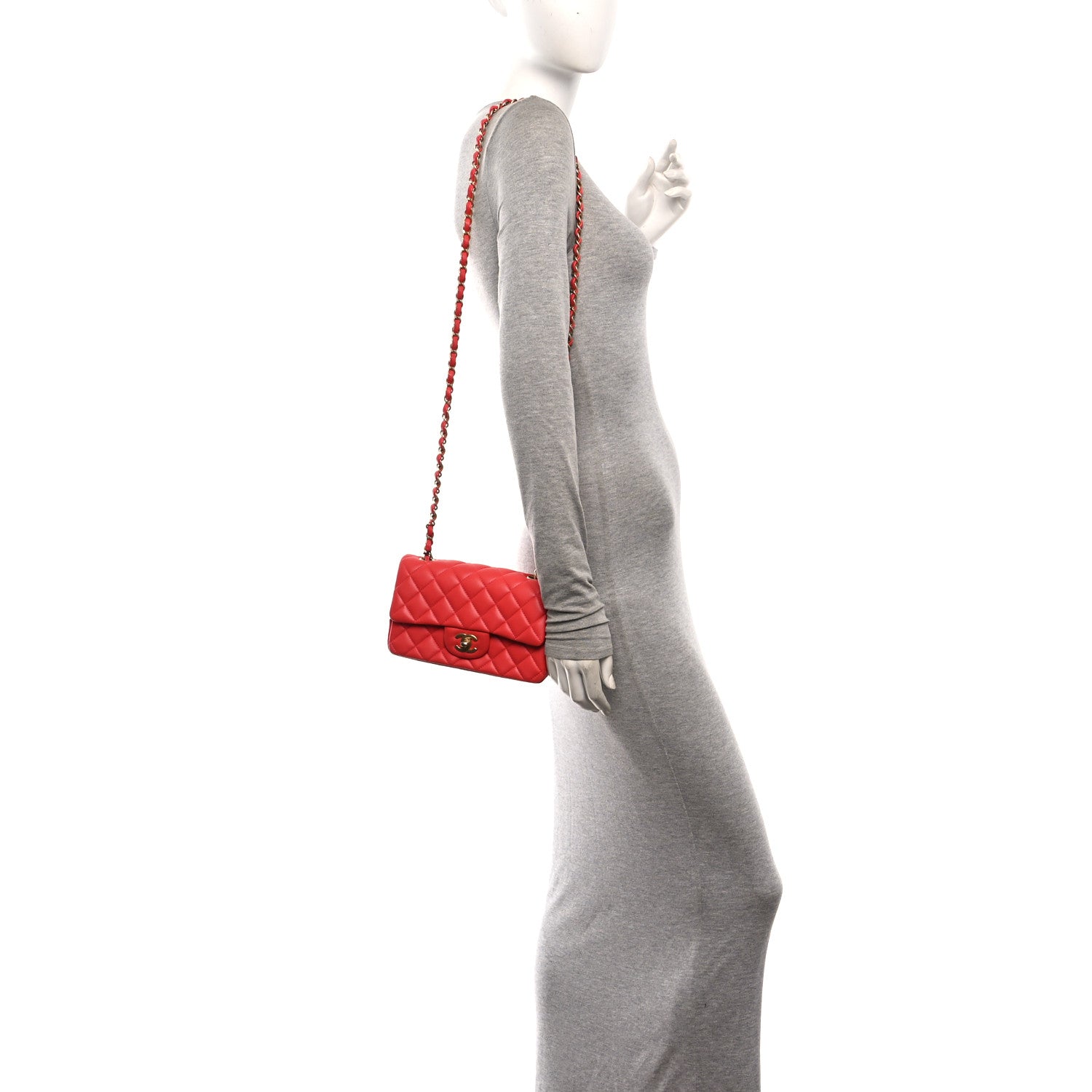 Chanel Lambskin Quilted Mini Rectangular Flap Red 2 of 10