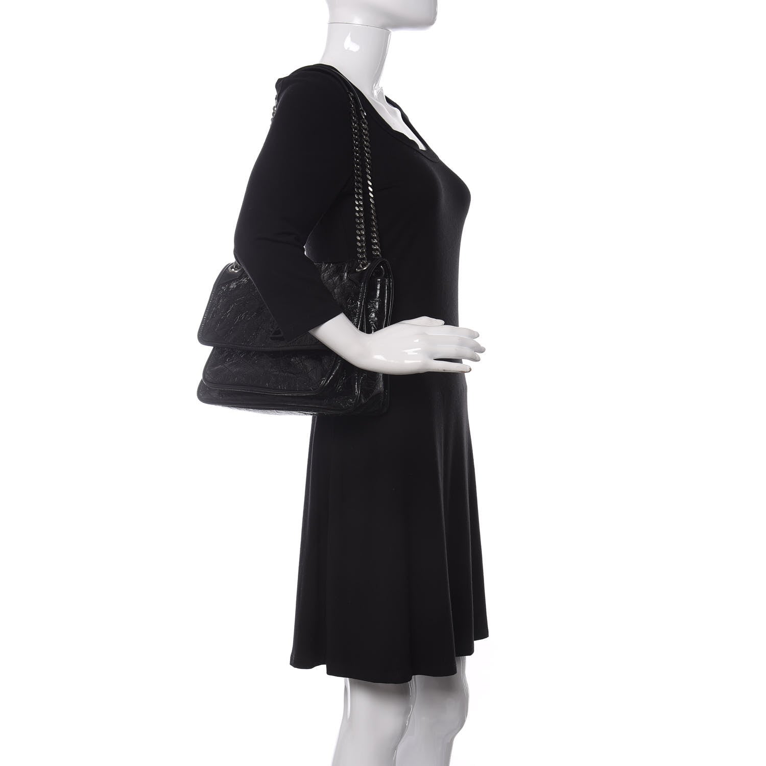 Saint Laurent Crinkled Calfskin Matelasse Monogram Medium Niki Chain Satchel Black 2 of 10