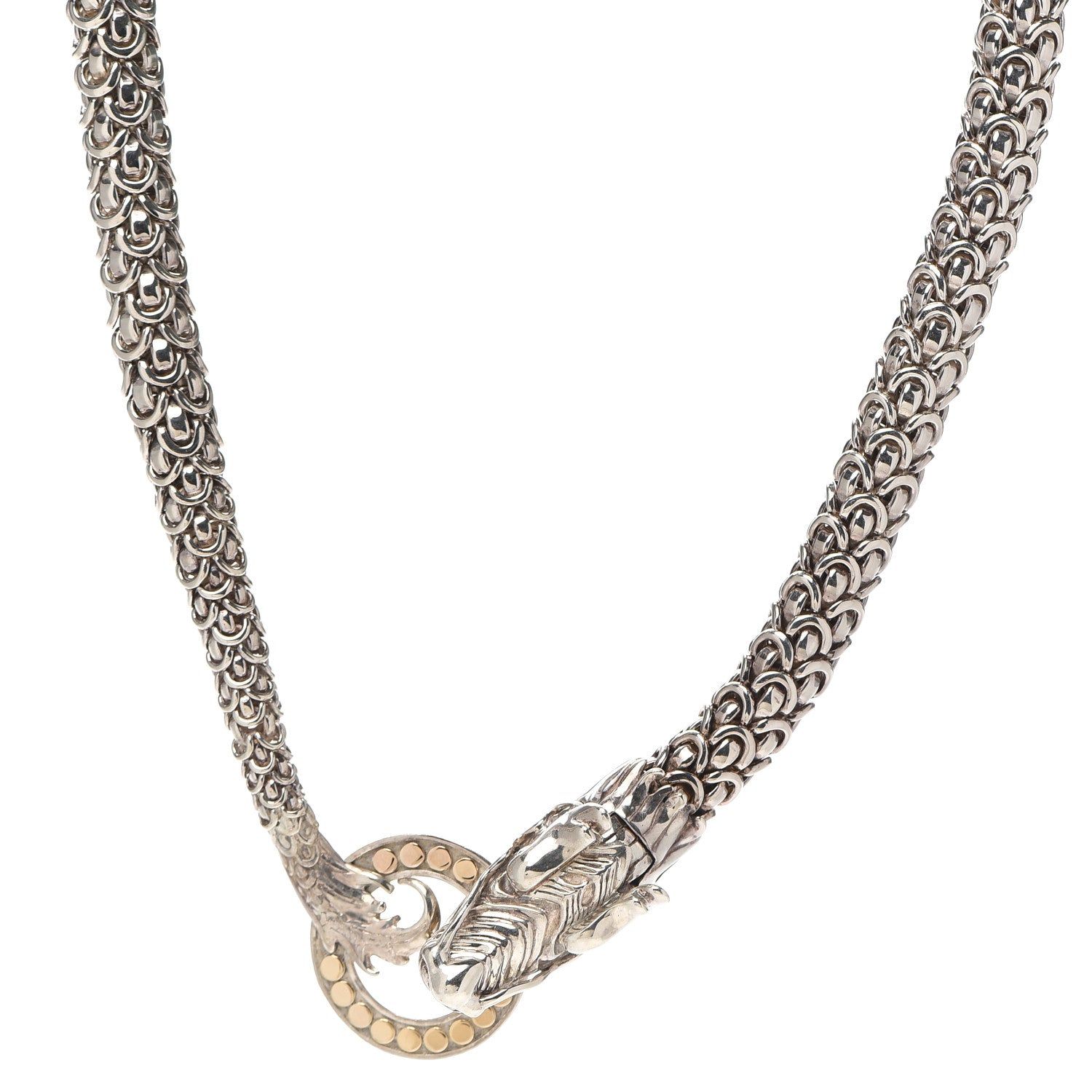 John Hardy Sterling Silver 18K Yellow Gold Naga Dragon Collar Necklace 1 of 4